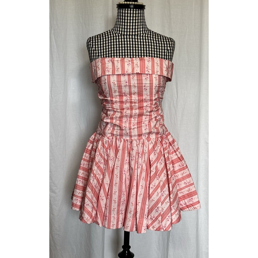 Womens  Anthropologie MABLE Floral Strapless Mini Dress Pink Size Large